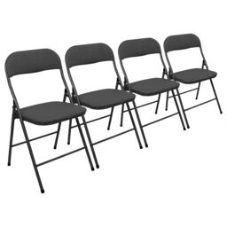 Harbour Housewares Fabric Padded Metal Folding Chair - Pack of 4 in Black