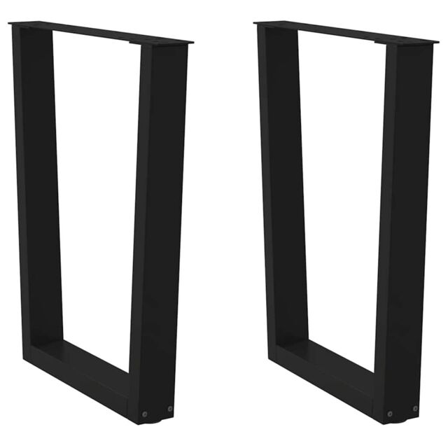 Berkfield Home Dining Table Legs V-Shape 2 pcs Black 70x(72-73.3) cm Steel - image 1
