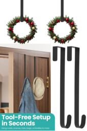Neel Blue 12-inch White Metal Wreath Door Hanger, Door Adjustable Hook - 2pcs in Black - thumbnail 4