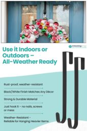 Neel Blue 12-inch White Metal Wreath Door Hanger, Door Adjustable Hook - 2pcs in Black - thumbnail 3