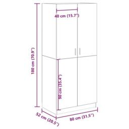 Berkfield Home Wardrobe Artisan Oak 80x52x180 cm Engineered Wood in Brown - Size: 80 x 52 x 180 cm - thumbnail 9
