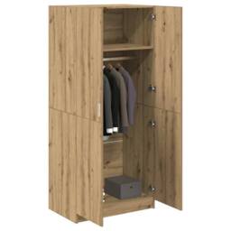 Berkfield Home Wardrobe Artisan Oak 80x52x180 cm Engineered Wood in Brown - Size: 80 x 52 x 180 cm - thumbnail 3