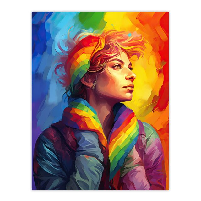 "Artery8 Wall Art Print Pride In Pride LGBTQIA Rainbow Inclusive Contemporary Artwork Poster - Size: W12"" x H16""" - image 1