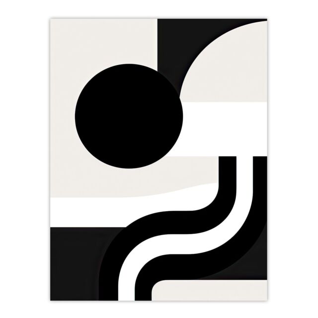 "Artery8 Wall Art Print Abstract Geometric Black White Minimalist Curves Shapes Poster - Size: W18"" x H24""" - image 1
