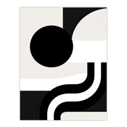 "Artery8 Wall Art Print Abstract Geometric Black White Minimalist Curves Shapes Poster - Size: W18"" x H24""" - thumbnail 1