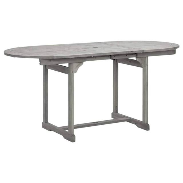 Berkfield Home Garden Dining Table (120-170)x80x75 cm Solid Acacia Wood in Grey - image 1