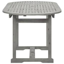 Berkfield Home Garden Dining Table (120-170)x80x75 cm Solid Acacia Wood in Grey - thumbnail 6