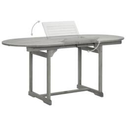 Berkfield Home Garden Dining Table (120-170)x80x75 cm Solid Acacia Wood in Grey - thumbnail 4