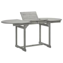 Berkfield Home Garden Dining Table (120-170)x80x75 cm Solid Acacia Wood in Grey - thumbnail 2