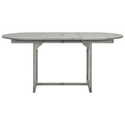Berkfield Home Garden Dining Table (120-170)x80x75 cm Solid Acacia Wood in Grey - thumbnail 5