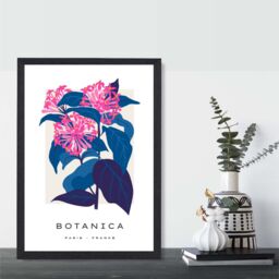 ARTZE Blue & Pink Cornflower Flower Market Gallery Framed Print SIZE: A3 with Black Frame in Mid Blue - Size: A4 - thumbnail 2