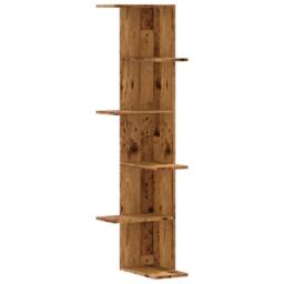Berkfield Home Wall Corner Shelf Old Wood 36.5x36.5x140 cm Engineered Wood in Brown - thumbnail 3