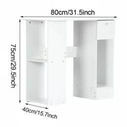 Ventryn H Shaped Computer Desk with Book Shelves for PC Laptop Gaming in White - thumbnail 2