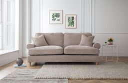 The Great Sofa Company Ezra 3 Seater Textured Velvet Sofa - Scroll Arm in Taupe - thumbnail 1