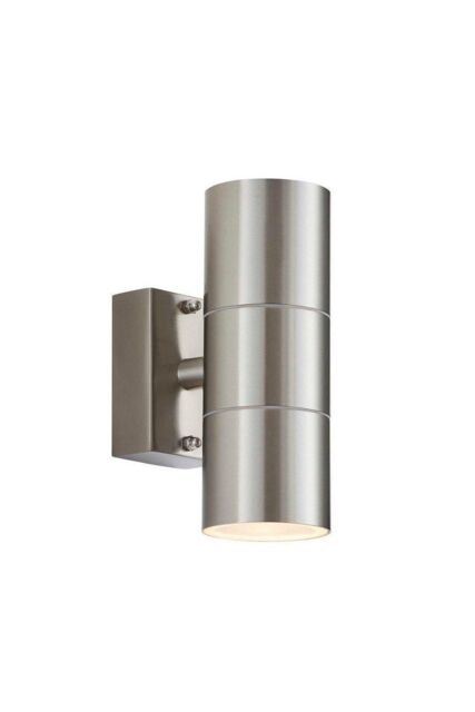 Netlighting Canon 2 Light Outdoor Up Down Wall Light Clear Glass Polished Stainless Steel IP44 GU10 - image 1