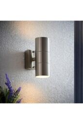 Netlighting Canon 2 Light Outdoor Up Down Wall Light Clear Glass Polished Stainless Steel IP44 GU10 - thumbnail 2