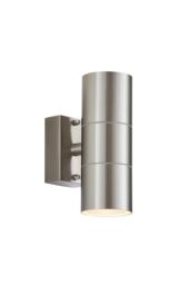 Netlighting Canon 2 Light Outdoor Up Down Wall Light Clear Glass Polished Stainless Steel IP44 GU10 - thumbnail 1