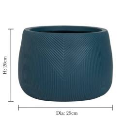 Dibor Blue Small Fibreclay Summer Outdoor Garden Planter H20 x Dia29cm - thumbnail 2