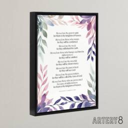 "Artery8 Beatitudes Sermon Of The Mount Jesus Framed Canvas Wall Art Print in Purple - Size: W12"" x H16""" - thumbnail 2