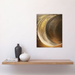 "Artery8 Crescent Moon Gold Orange Grey Abstract Painting Wall Art Print - Size: W24"" x H32""" - thumbnail 4