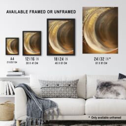 "Artery8 Crescent Moon Gold Orange Grey Abstract Painting Wall Art Print - Size: W24"" x H32""" - thumbnail 3