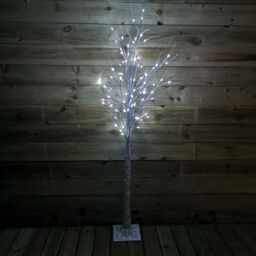 Samuel Alexander 1.8m (6ft) Light up White Christmas Birch Tree with 80 Ice White LEDs - thumbnail 1