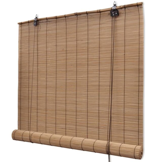Berkfield Home Brown Bamboo Roller Blinds 120 x 160 cm - image 1