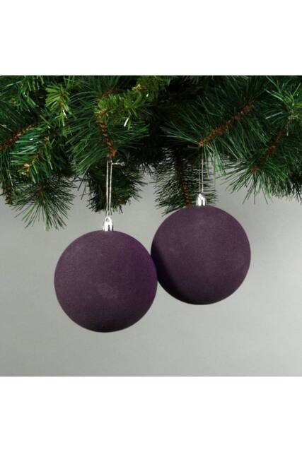 KDMD 10cm Deep Purple Velvet Baubles Set of 4 - image 1