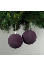 KDMD 10cm Deep Purple Velvet Baubles Set of 4 - thumbnail 2