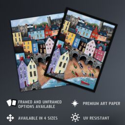 "Artery8 Tenby Harbour Beach Colourful Coastal Townscape Wall Art Print - Size: W24"" x H32""" - thumbnail 2