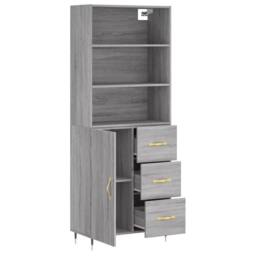 Berkfield Home Highboard Grey Sonoma 69.5x34x180 cm Engineered Wood - thumbnail 4