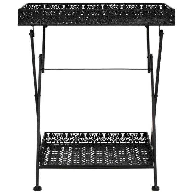 Berkfield Home Folding Tea Table Vintage Style Metal 58x35x72 cm Black - Size: 58 x 35 x 72 cm - image 1
