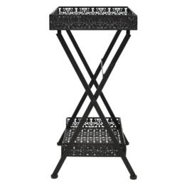 Berkfield Home Folding Tea Table Vintage Style Metal 58x35x72 cm Black - Size: 58 x 35 x 72 cm - thumbnail 3