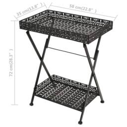 Berkfield Home Folding Tea Table Vintage Style Metal 58x35x72 cm Black - Size: 58 x 35 x 72 cm - thumbnail 9