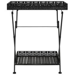 Berkfield Home Folding Tea Table Vintage Style Metal 58x35x72 cm Black - Size: 58 x 35 x 72 cm - thumbnail 1