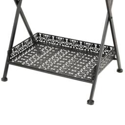 Berkfield Home Folding Tea Table Vintage Style Metal 58x35x72 cm Black - Size: 58 x 35 x 72 cm - thumbnail 8
