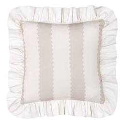 Wylder Birdie Stripe 100% Cotton Ruffle Cushion in Natural - Size: 45 cm x 45 cm - thumbnail 2