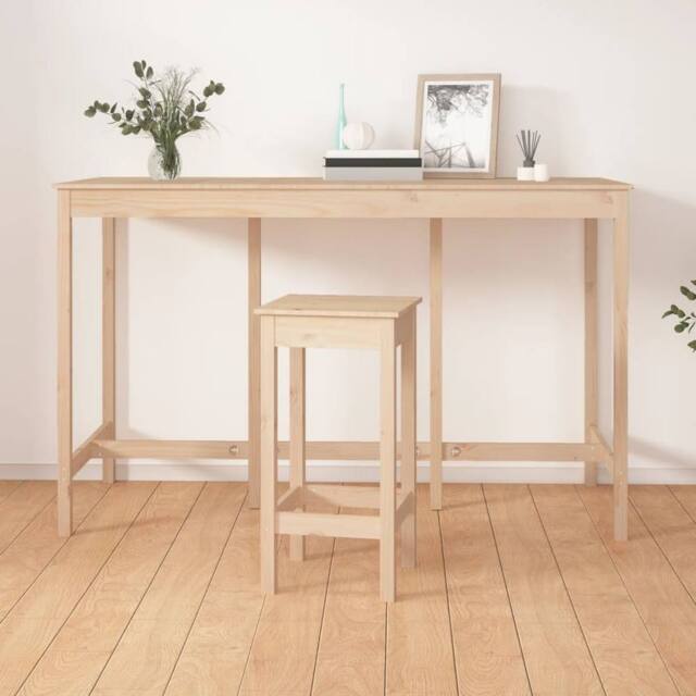 Berkfield Home Bar Table 180x80x110 cm Solid Wood Pine in Brown - Size: 180 x 80 x 110 cm - image 1