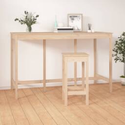 Berkfield Home Bar Table 180x80x110 cm Solid Wood Pine in Brown - Size: 180 x 80 x 110 cm - thumbnail 5