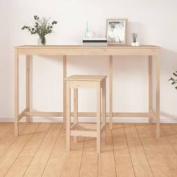 Berkfield Home Bar Table 180x80x110 cm Solid Wood Pine in Brown - Size: 180 x 80 x 110 cm - thumbnail 1