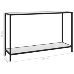 Berkfield Home Console Table White 120x35x75 cm Tempered Glass - Size: 120 x 35 x 75 cm - thumbnail 6