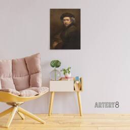 "Artery8 Rembrandt Self Portrait Canvas Wall Art Print in Grey - Size: W18"" x H24""" - thumbnail 3