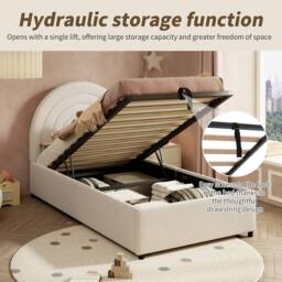 Matteo Beige Boucle Upholstered Single Bed Frame with Hydraulic Storage - thumbnail 8