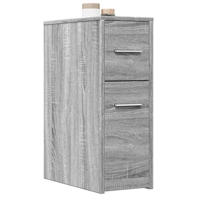 Berkfield Home Narrow Bathroom Cupboard with Wheels Grey Sonoma Engineered Wood - image 1