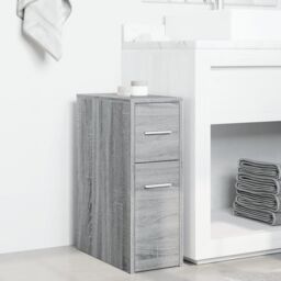 Berkfield Home Narrow Bathroom Cupboard with Wheels Grey Sonoma Engineered Wood - thumbnail 3
