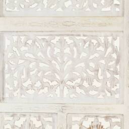 Berkfield Home Hand carved 4-Panel Room Divider White 160x165 cm Solid Mango Wood - thumbnail 4