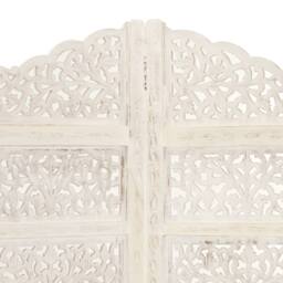 Berkfield Home Hand carved 4-Panel Room Divider White 160x165 cm Solid Mango Wood - thumbnail 1