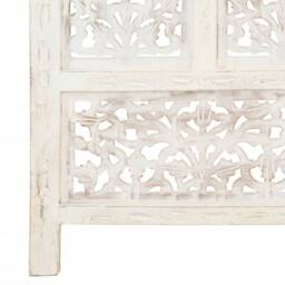 Berkfield Home Hand carved 4-Panel Room Divider White 160x165 cm Solid Mango Wood - thumbnail 5