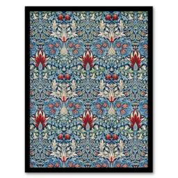 Artery8 Snakeshead Flower Pattern Vintage Framed Wall Art Print William Morris in Blue - Size: A4 - thumbnail 1
