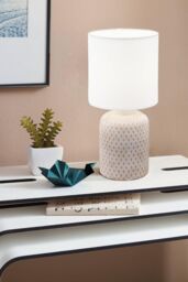 Eglo Bellariva Ceramic & Fabric Table Lamp in Cream - thumbnail 2